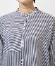 PZBGD05270 GEORGES RECH(ジョルジュ・レッシュ) バンドカラードルマンスリーブロングブラウス ネイビー