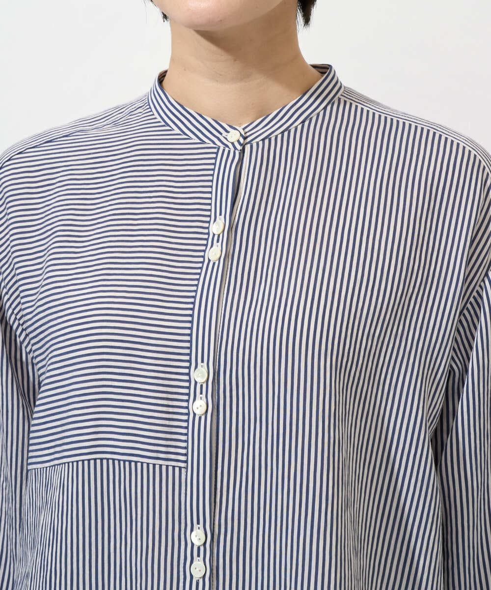 PZBGD05270 GEORGES RECH(ジョルジュ・レッシュ) バンドカラードルマンスリーブロングブラウス ネイビー