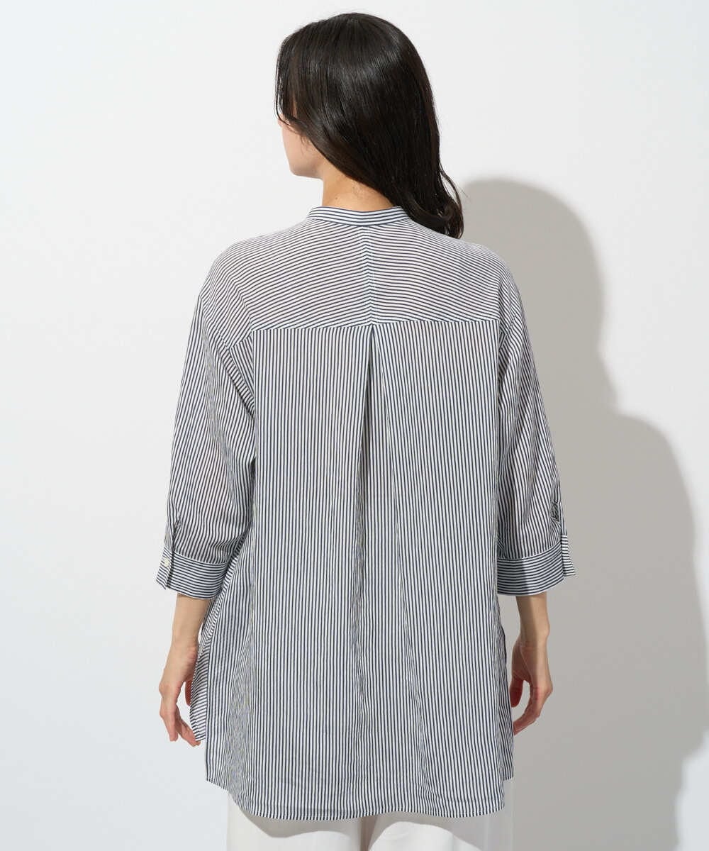 PZBGD05270 GEORGES RECH(ジョルジュ・レッシュ) バンドカラードルマンスリーブロングブラウス ネイビー