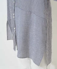 PZBGD05270 GEORGES RECH(ジョルジュ・レッシュ) バンドカラードルマンスリーブロングブラウス ネイビー