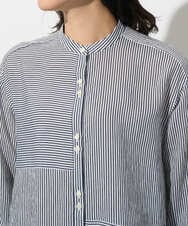 PZBGD05270 GEORGES RECH(ジョルジュ・レッシュ) バンドカラードルマンスリーブロングブラウス ネイビー