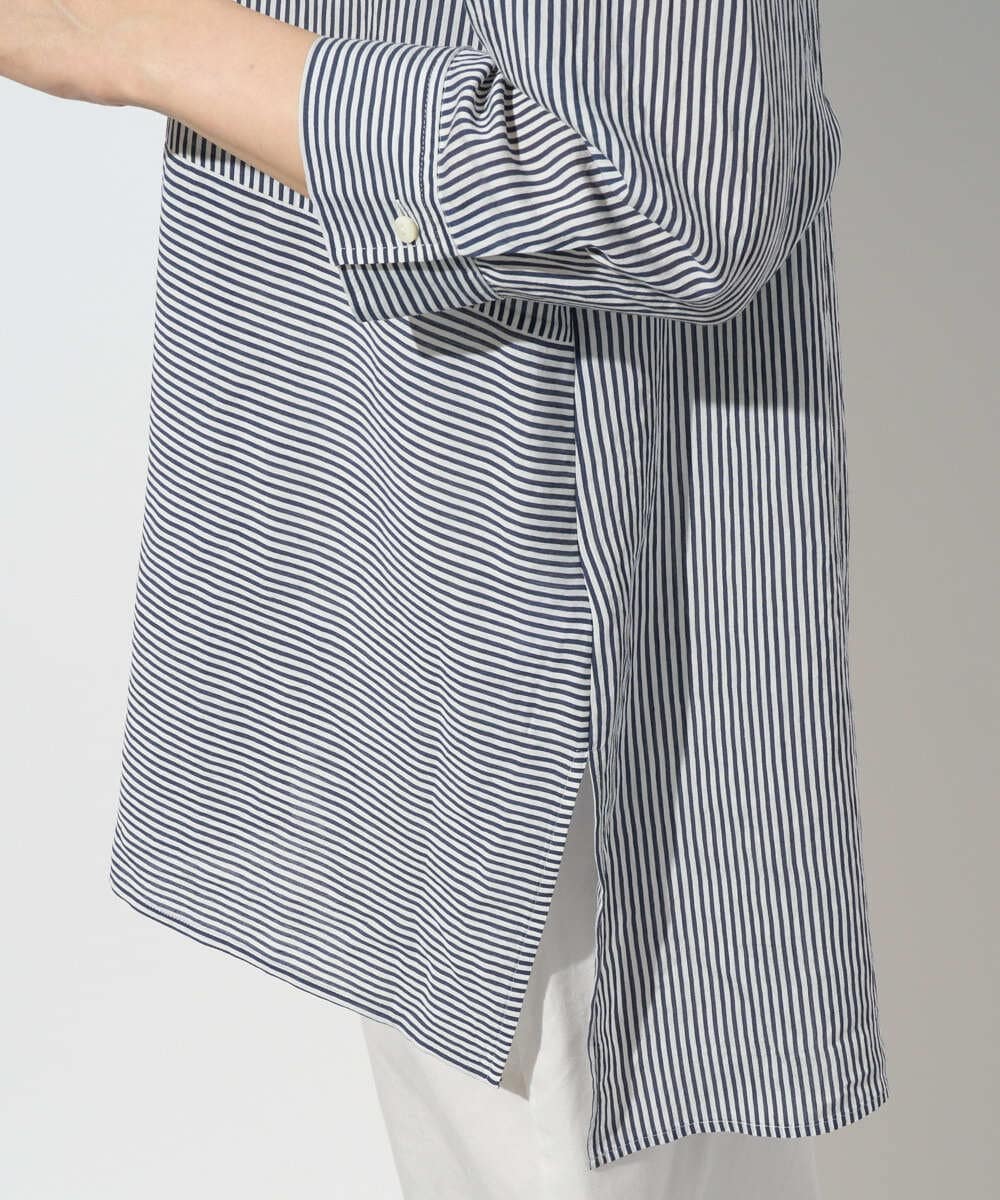 PZBGD05270 GEORGES RECH(ジョルジュ・レッシュ) バンドカラードルマンスリーブロングブラウス ネイビー