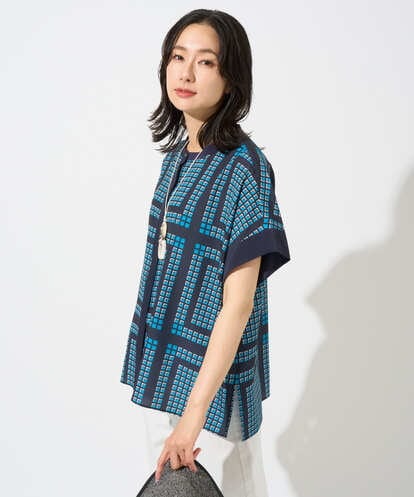 PZBGD14290 GEORGES RECH [日本製/セットアップ対応]ジオメトリックスカーフ柄ブラウス