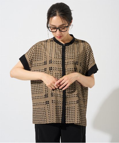 PZBGD14290 GEORGES RECH [日本製/セットアップ対応]ジオメトリックスカーフ柄ブラウス