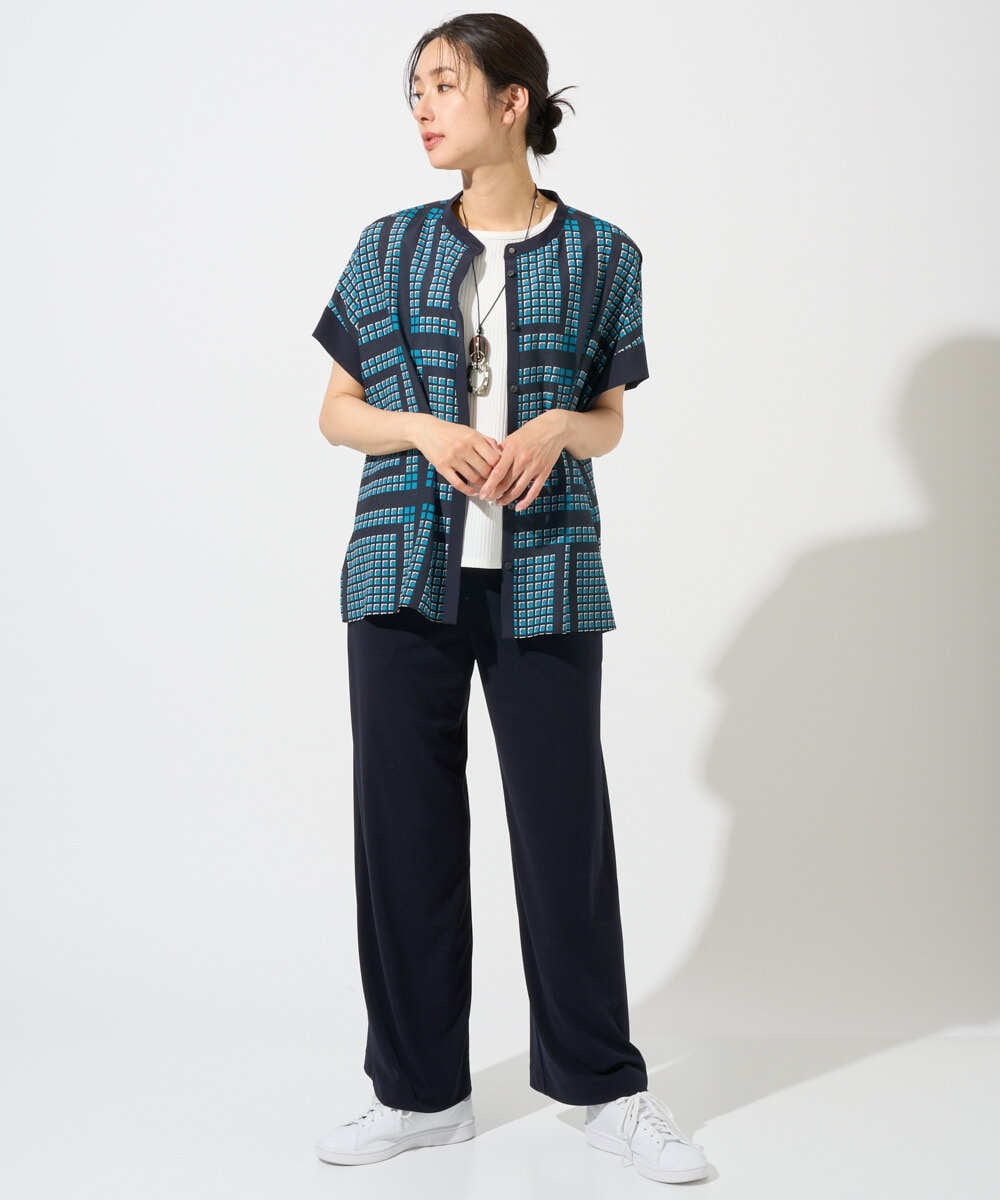 PZBGD14290 GEORGES RECH(ジョルジュ・レッシュ)  [日本製/セットアップ対応]ジオメトリックスカーフ柄ブラウス ベージュ系