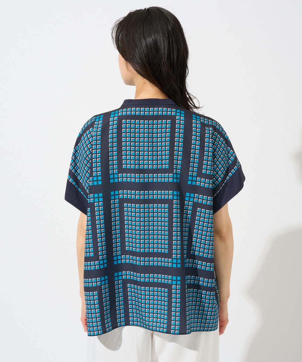 PZBGD14290 GEORGES RECH(ジョルジュ・レッシュ)  [日本製/セットアップ対応]ジオメトリックスカーフ柄ブラウス ベージュ系