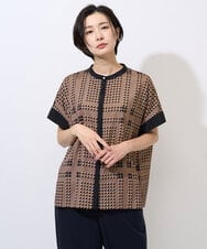 PZBGD14290 GEORGES RECH(ジョルジュ・レッシュ)  [日本製/セットアップ対応]ジオメトリックスカーフ柄ブラウス ベージュ系