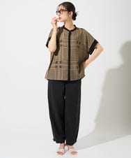 PZBGD14290 GEORGES RECH(ジョルジュ・レッシュ)  [日本製/セットアップ対応]ジオメトリックスカーフ柄ブラウス ベージュ系