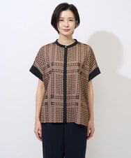 PZBGD14290 GEORGES RECH(ジョルジュ・レッシュ)  [日本製/セットアップ対応]ジオメトリックスカーフ柄ブラウス ベージュ系