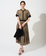 PZBGD14290 GEORGES RECH(ジョルジュ・レッシュ)  [日本製/セットアップ対応]ジオメトリックスカーフ柄ブラウス ベージュ系