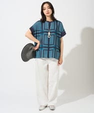 PZBGD14290 GEORGES RECH(ジョルジュ・レッシュ)  [日本製/セットアップ対応]ジオメトリックスカーフ柄ブラウス ベージュ系