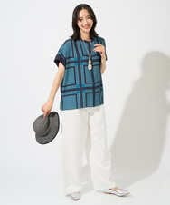 PZBGD14290 GEORGES RECH(ジョルジュ・レッシュ)  [日本製/セットアップ対応]ジオメトリックスカーフ柄ブラウス ベージュ系