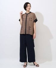 PZBGD14290 GEORGES RECH(ジョルジュ・レッシュ)  [日本製/セットアップ対応]ジオメトリックスカーフ柄ブラウス ベージュ系