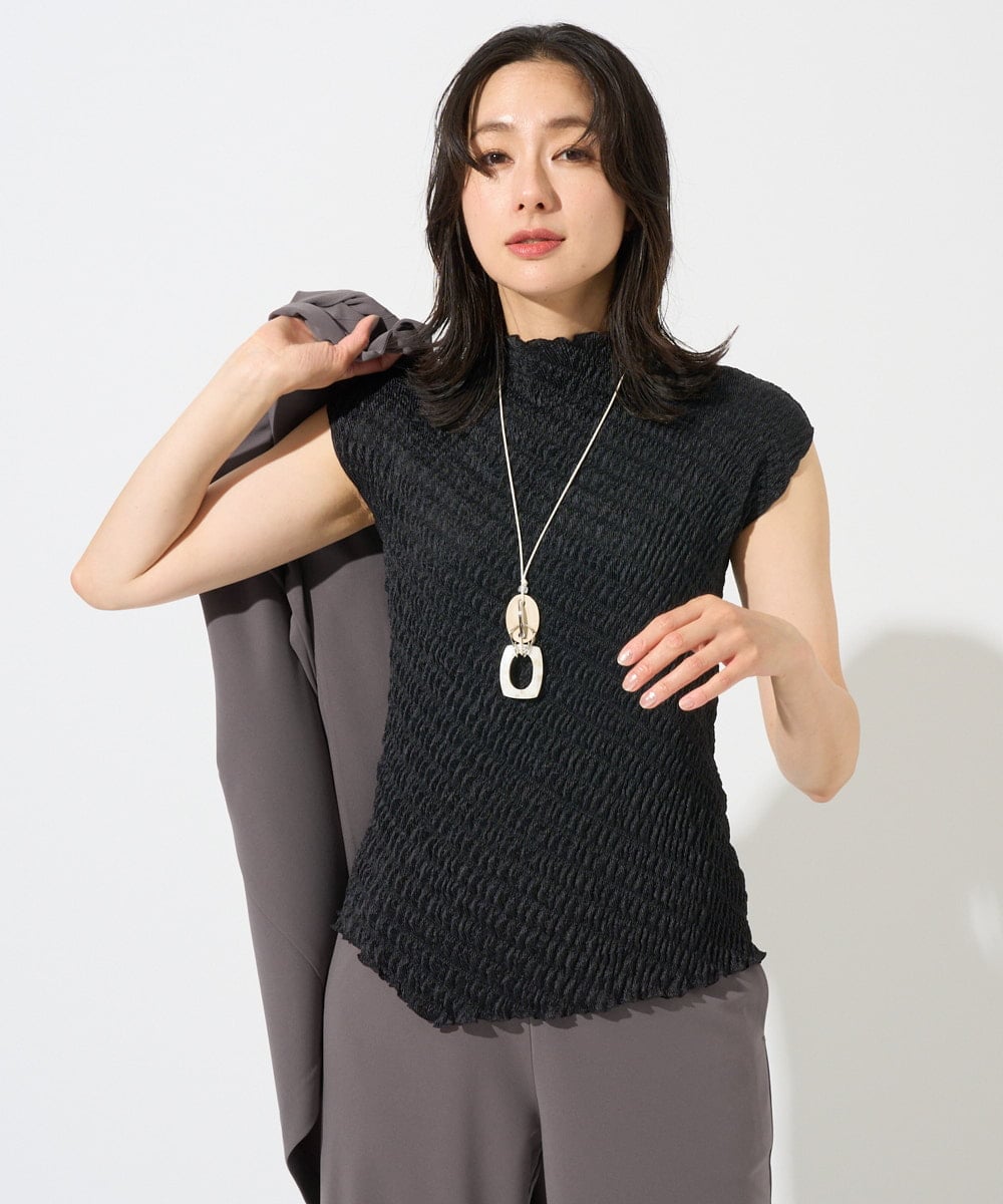 PZBGD20230 GEORGES RECH(ジョルジュ・レッシュ) プリーツフレンチスリーブプルオーバー ブラック