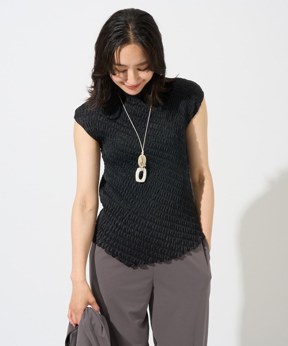 PZBGD20230 GEORGES RECH(ジョルジュ・レッシュ) プリーツフレンチスリーブプルオーバー ブラック