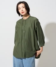 PZBGD22290 GEORGES RECH(ジョルジュ・レッシュ) アイレット刺繡8分袖ブラウス カーキ