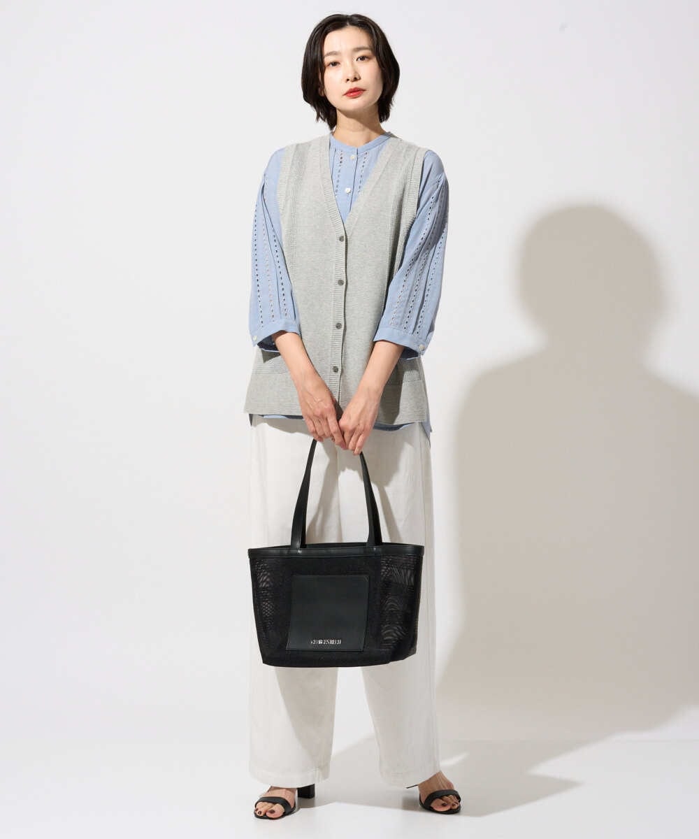 PZBGD22290 GEORGES RECH(ジョルジュ・レッシュ) アイレット刺繡8分袖ブラウス カーキ