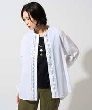 PZBGD22290 GEORGES RECH(ジョルジュ・レッシュ) アイレット刺繡8分袖ブラウス カーキ