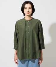 PZBGD22290 GEORGES RECH(ジョルジュ・レッシュ) アイレット刺繡8分袖ブラウス カーキ