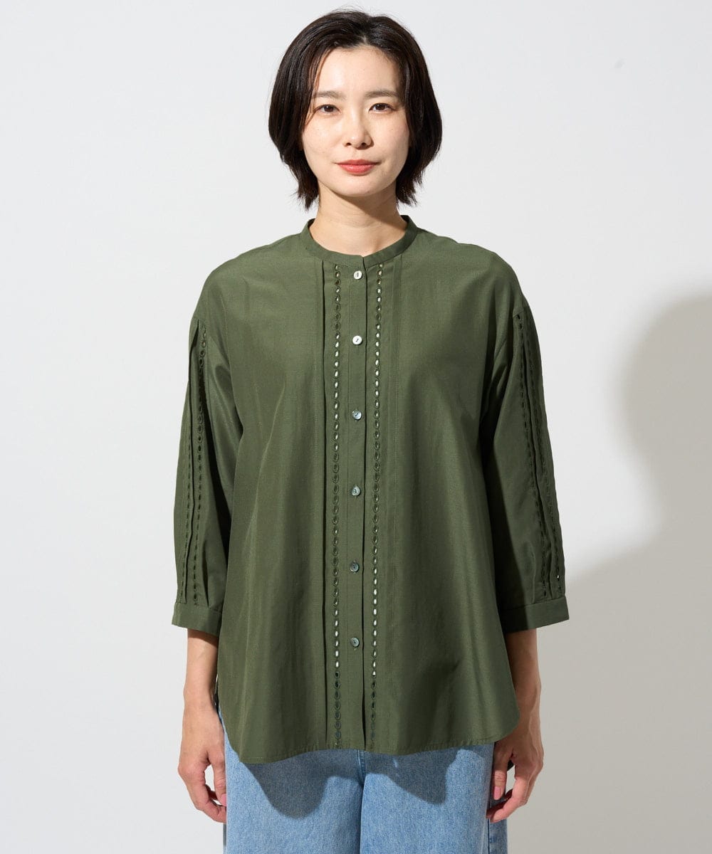 PZBGD22290 GEORGES RECH(ジョルジュ・レッシュ) アイレット刺繡8分袖ブラウス カーキ