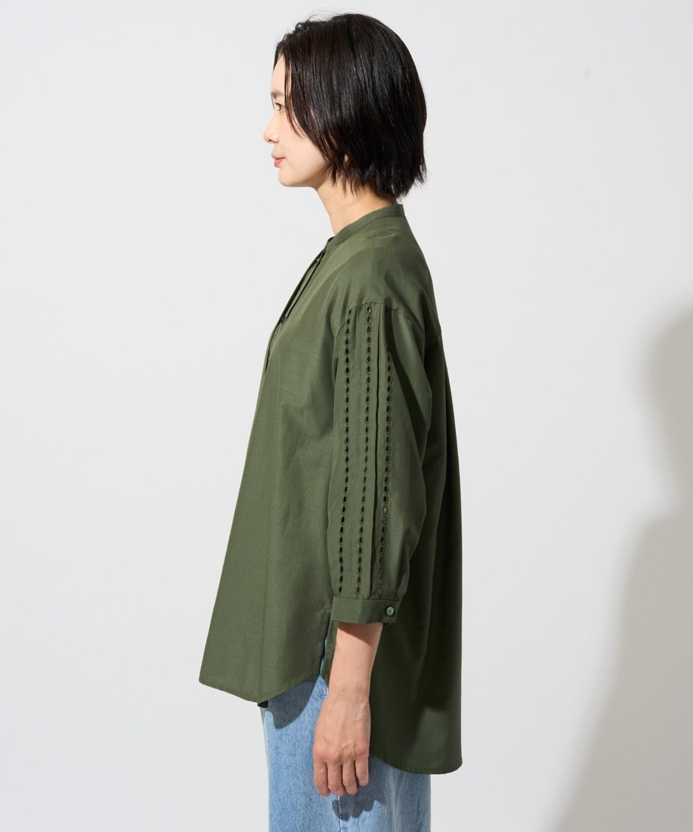 PZBGD22290 GEORGES RECH(ジョルジュ・レッシュ) アイレット刺繡8分袖ブラウス カーキ