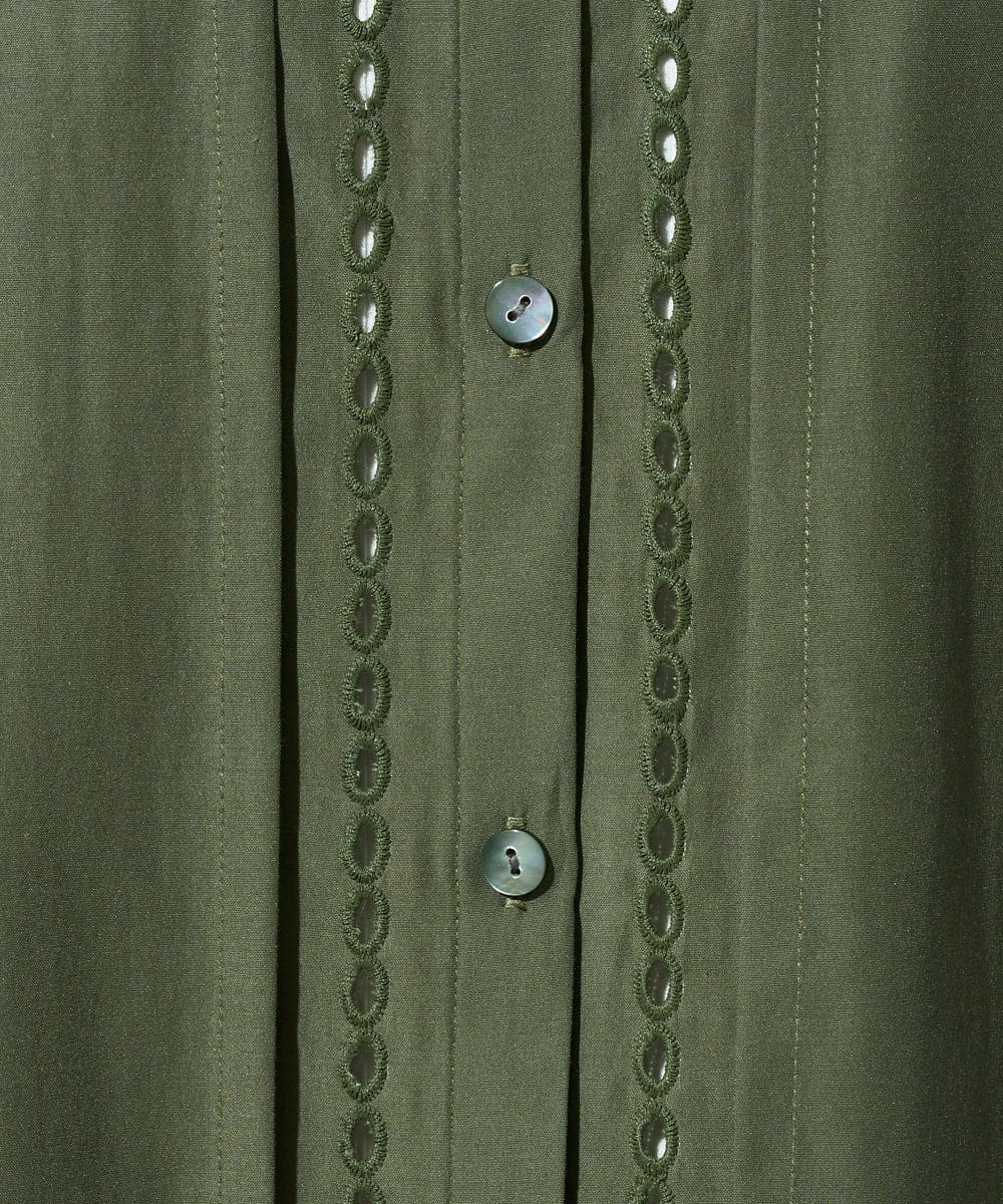 PZBGD22290 GEORGES RECH(ジョルジュ・レッシュ) アイレット刺繡8分袖ブラウス カーキ