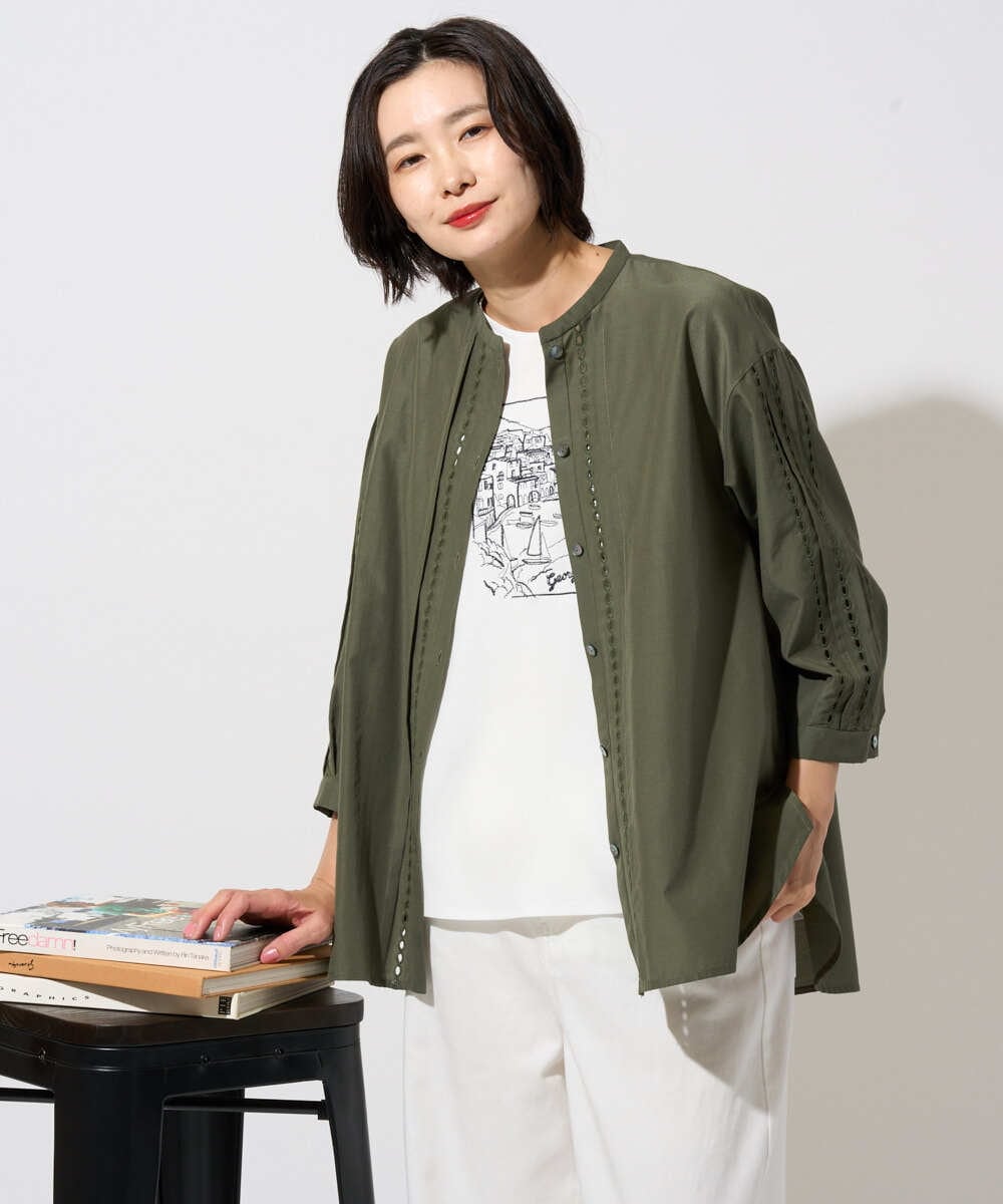 PZBGD22290 GEORGES RECH アイレット刺繡8分袖ブラウス
