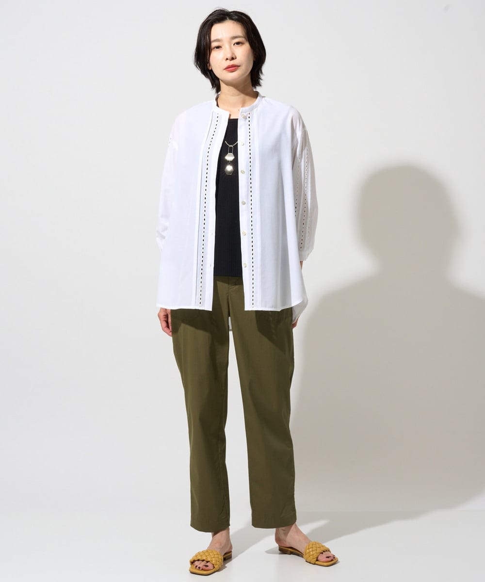 PZBGD22290 GEORGES RECH(ジョルジュ・レッシュ) アイレット刺繡8分袖ブラウス カーキ