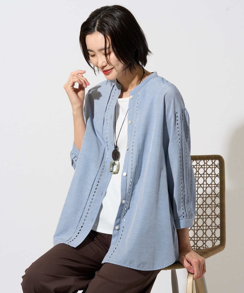 PZBGD22290 GEORGES RECH アイレット刺繡8分袖ブラウス