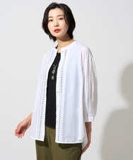 PZBGD22290 GEORGES RECH(ジョルジュ・レッシュ) アイレット刺繡8分袖ブラウス ホワイト