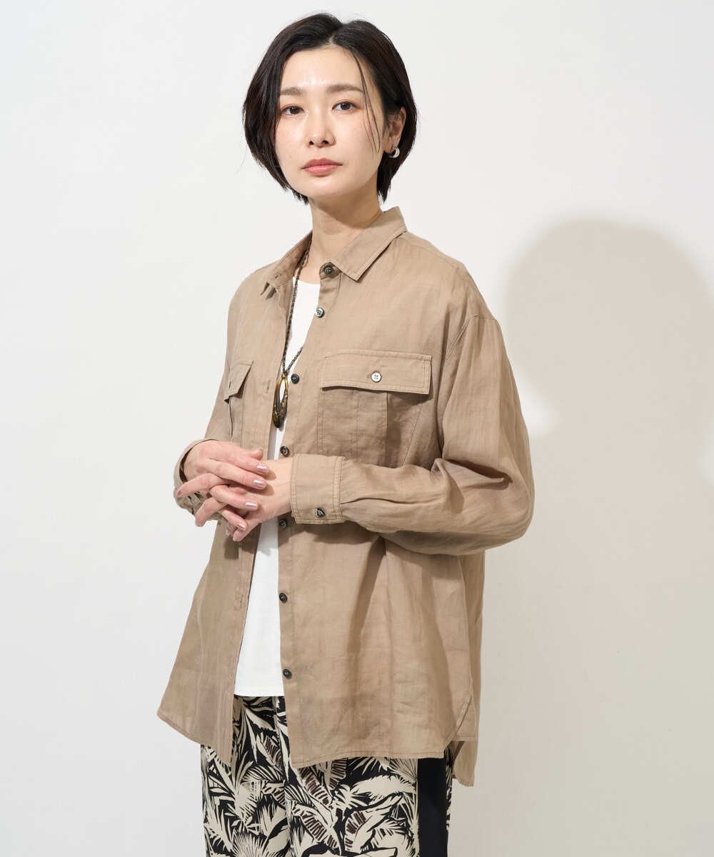 PZBGD39290 GEORGES RECH シアーリネンサファリシャツ