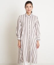 PZBGS06360 GEORGES RECH(ジョルジュ・レッシュ)  [日本製]ストライプシャツワンピース レッド系