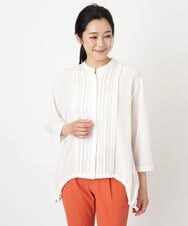 PZBGS10290 GEORGES RECH(ジョルジュ・レッシュ) ドロストギャザーピンタックブラウス ライトブルー