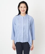 PZBGS10290 GEORGES RECH(ジョルジュ・レッシュ) ドロストギャザーピンタックブラウス ライトブルー