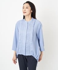PZBGS10290 GEORGES RECH(ジョルジュ・レッシュ) ドロストギャザーピンタックブラウス ライトブルー