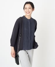 PZBGS10290 GEORGES RECH(ジョルジュ・レッシュ) ドロストギャザーピンタックブラウス ネイビー