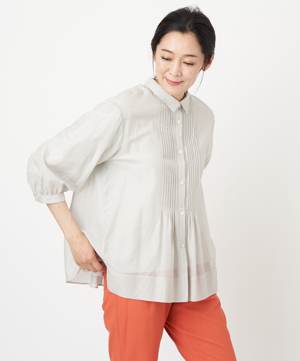 PZBGS21290 GEORGES RECH(ジョルジュ・レッシュ) コットンシルクピンタックブラウス オレンジ