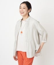 PZBGS21290 GEORGES RECH(ジョルジュ・レッシュ) コットンシルクピンタックブラウス オレンジ