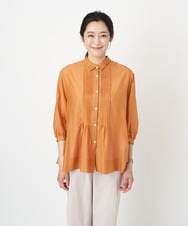 PZBGS21290 GEORGES RECH(ジョルジュ・レッシュ) コットンシルクピンタックブラウス オレンジ