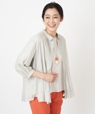 PZBGS21290 GEORGES RECH(ジョルジュ・レッシュ) コットンシルクピンタックブラウス ライトグレー