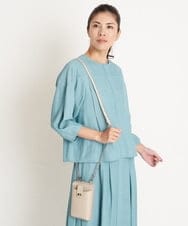 PZBGS25290 GEORGES RECH(ジョルジュ・レッシュ)  [セットアップ対応]ナチュラルシャンブレー6分袖ブラウス グリーン