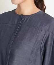 PZBGS25290 GEORGES RECH(ジョルジュ・レッシュ)  [セットアップ対応]ナチュラルシャンブレー6分袖ブラウス ネイビー
