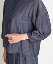 PZBGS25290 GEORGES RECH(ジョルジュ・レッシュ)  [セットアップ対応]ナチュラルシャンブレー6分袖ブラウス ネイビー