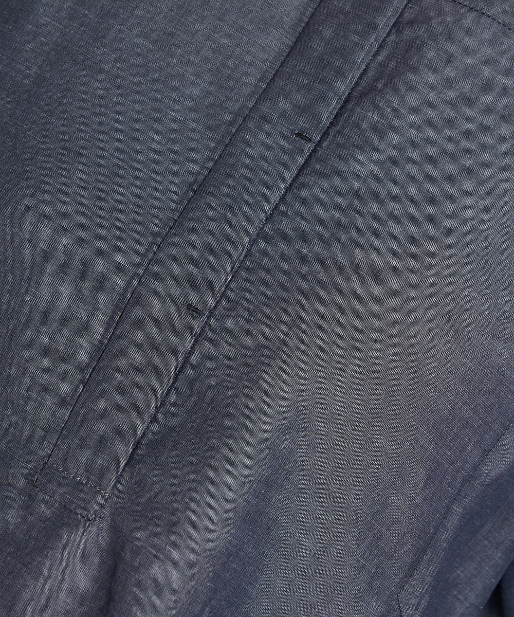 PZBGS25290 GEORGES RECH(ジョルジュ・レッシュ)  [セットアップ対応]ナチュラルシャンブレー6分袖ブラウス ネイビー