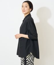 PZBGV56330 GEORGES RECH(ジョルジュ・レッシュ) エンブロイダリー9分袖チュニックブラウス ブラック