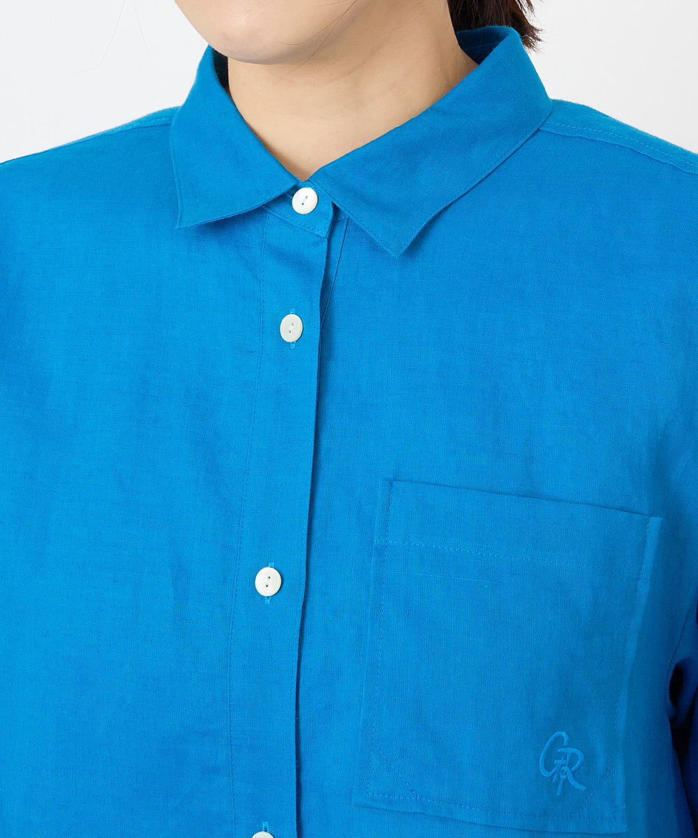 PZBGW48290 GEORGES RECH(ジョルジュ・レッシュ) ロゴ入りベーシックリネンシャツ ブルー