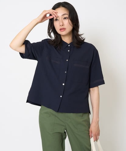PZBHA55360  [接触冷感/吸水速乾]サッカーシャドーギンガムシャツ