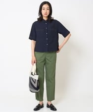 PZBHA55360 GEORGES RECH(ジョルジュ・レッシュ) [接触冷感/吸水速乾]サッカーシャドーギンガムシャツ ネイビー