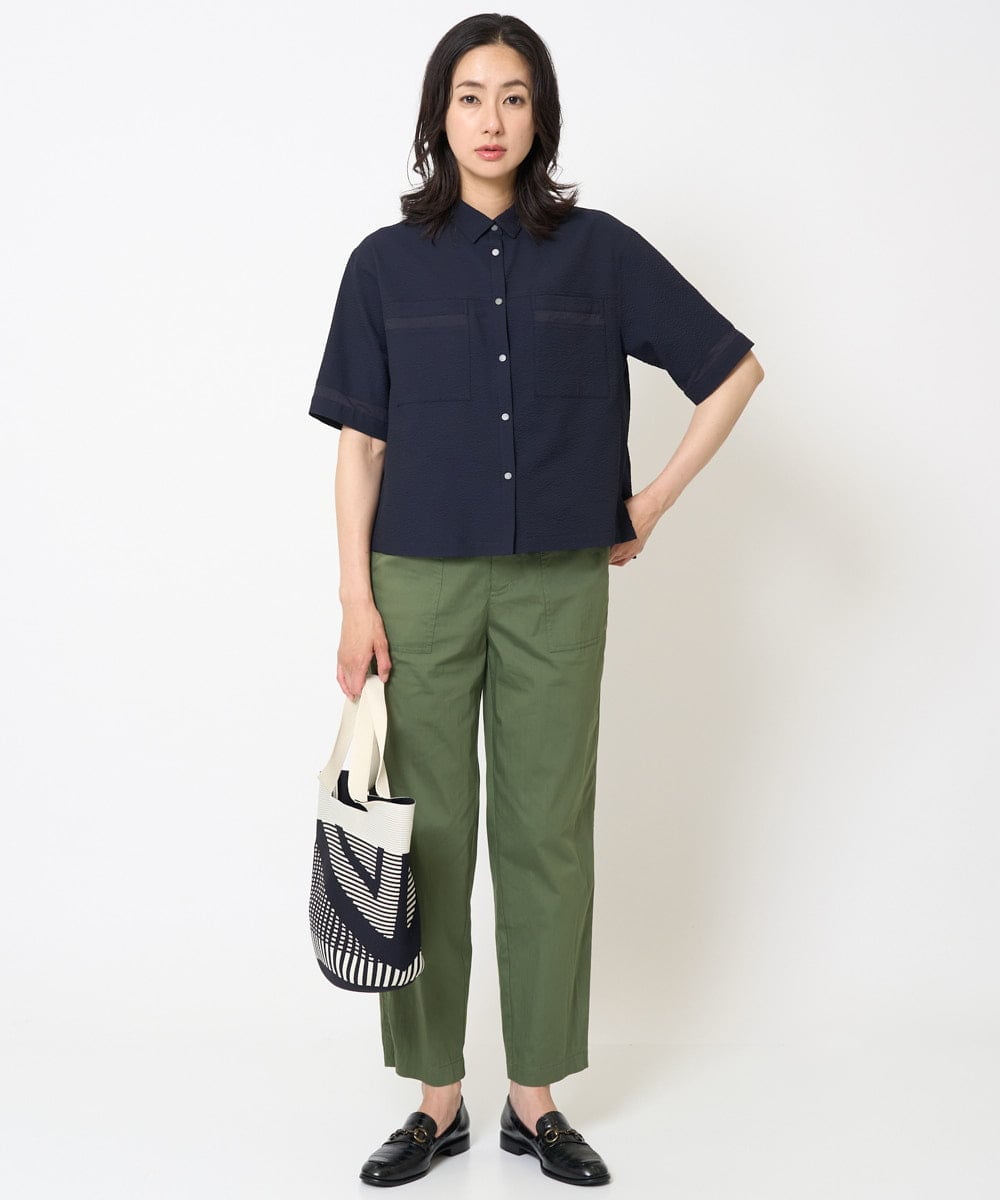 PZBHA55360 GEORGES RECH(ジョルジュ・レッシュ) [接触冷感/吸水速乾]サッカーシャドーギンガムシャツ ネイビー
