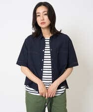 PZBHA55360 GEORGES RECH(ジョルジュ・レッシュ) [接触冷感/吸水速乾]サッカーシャドーギンガムシャツ ネイビー